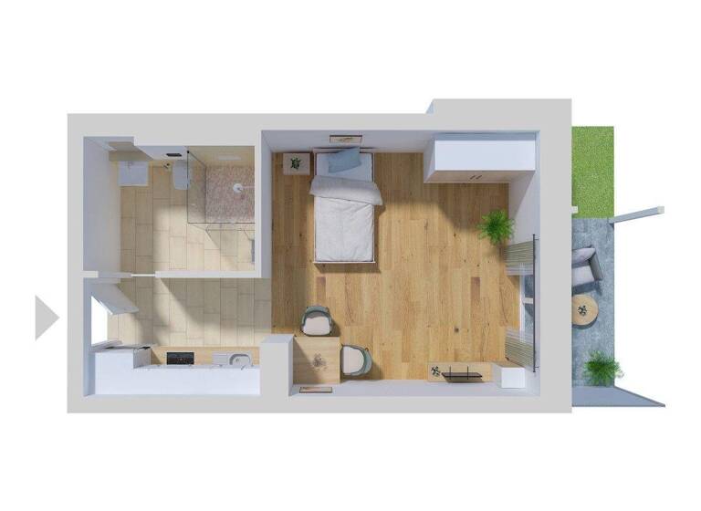 Studio zur Miete 400 € 1 Zimmer 30,9 m² EG frei ab 01.03.2026 Wörth Wörth an der Isar 84109