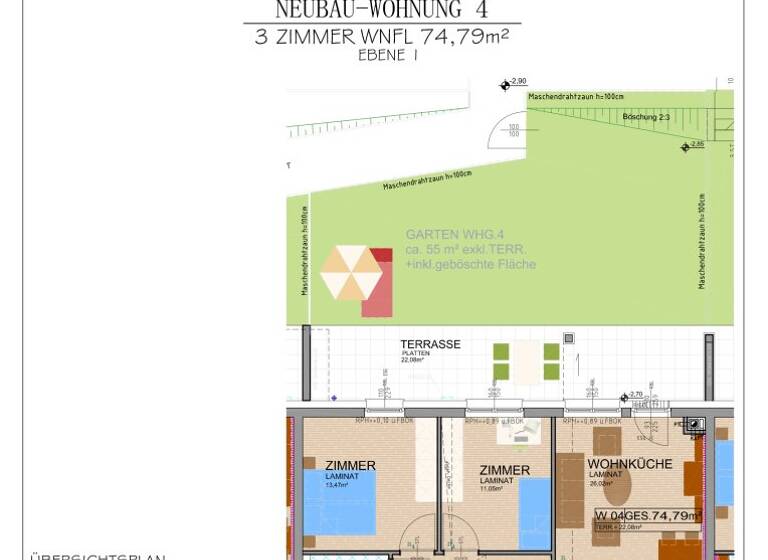 Wohnung zur Miete 895 € 3 Zimmer 74,8 m² 1. Geschoss Lichtenegg 2813