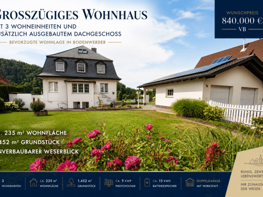 Mehrfamilienhaus zum Kauf provisionsfrei 840.000 € 8 Zimmer 235 m² 1.452 m² Grundstück Bodenwerder Bodenwerder 37619