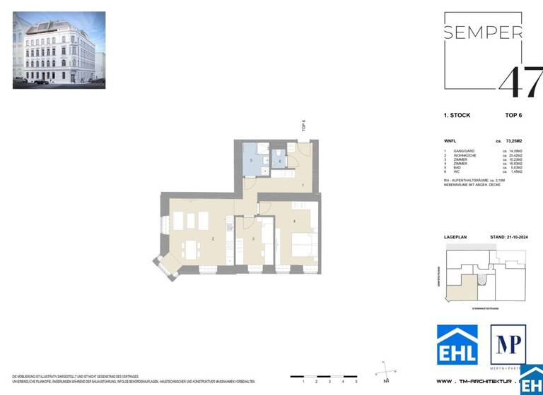 Wohnung zum Kauf - Erstbezug 619.000 € 3 Zimmer 73,3 m² 1. Geschoss Semperstraße Wien 1180
