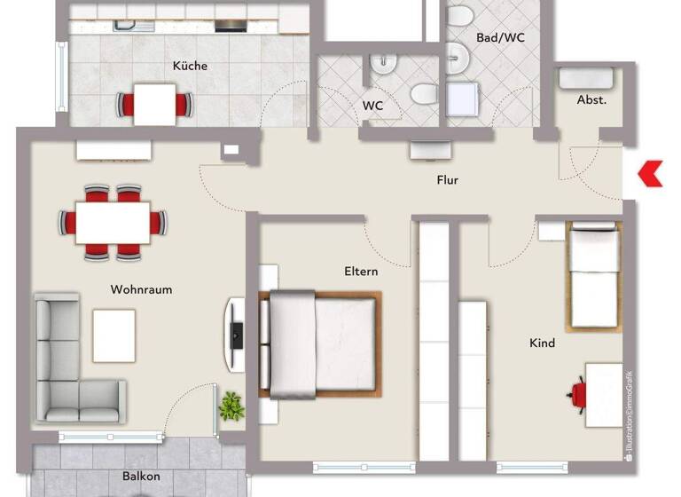 Wohnung zum Kauf 225.000 € 3 Zimmer 80 m² 8. Geschoss Reichenbach Waldbronn / Reichenbach 76337