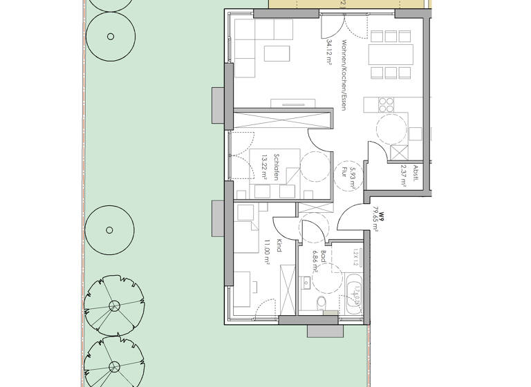 Wohnung zum Kauf provisionsfrei 532.796 € 3 Zimmer 79,8 m²<br/>Wohnfläche EG<br/>Geschoss KfW 40, Fauststr. 28 Spitalhof Ingolstadt 85051