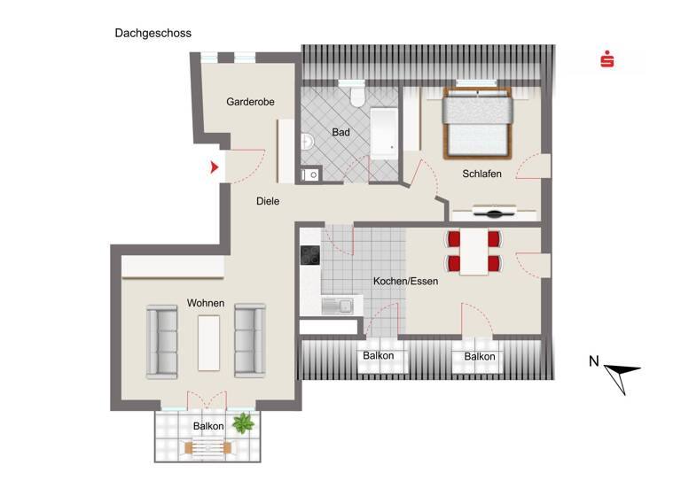Wohnung zum Kauf 295.000 € 2 Zimmer 77 m²<br/>Wohnfläche Dachgeschoss<br/>Geschoss ab sofort<br/>Verfügbarkeit Beilngries Beilngries 92339