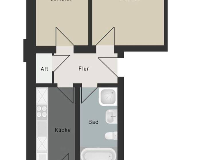 Wohnung zum Kauf 135.000 € 2 Zimmer 46,8 m² EG Anger-Crottendorf Leipzig 04318