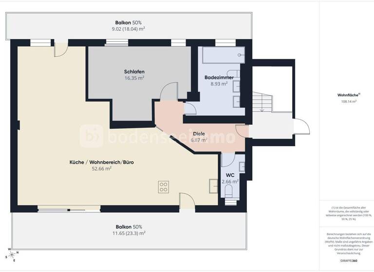 Wohnung zum Kauf 645.000 € 3 Zimmer 108,1 m² 2. Geschoss Sonnenbühlstr. 56 Königsbau Konstanz / Königsbau 78464