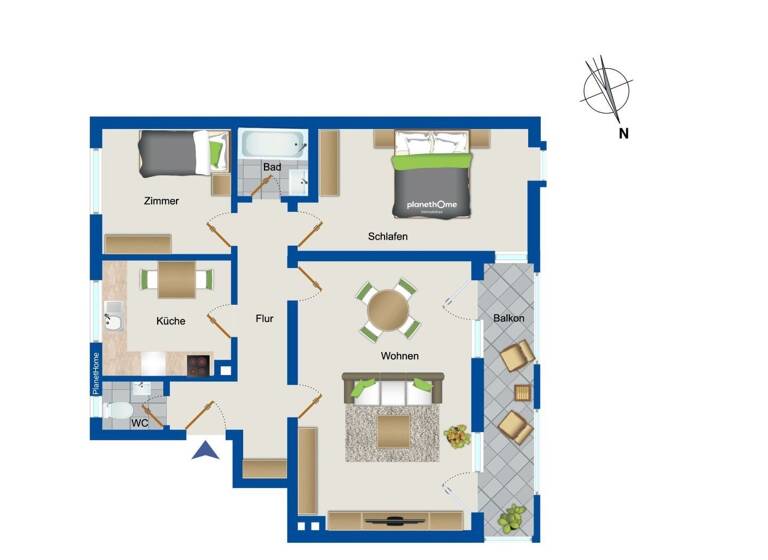 Wohnung zum Kauf 160.000 € 3 Zimmer 83 m²<br/>Wohnfläche 2.<br/>Geschoss Hasenbuck Nürnberg 90461