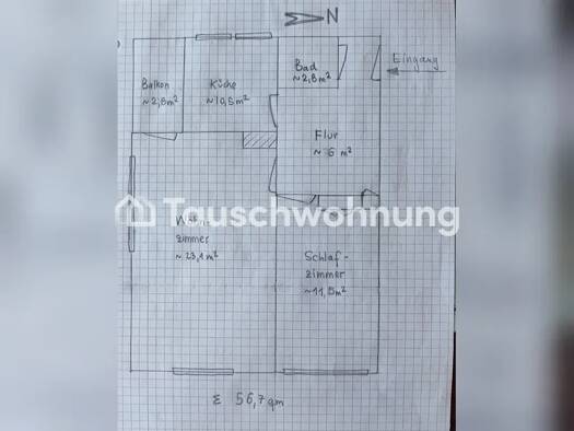 Wohnung zur Miete Tauschwohnung 400 € 2,5 Zimmer 57 m² 4. Geschoss Kreuzberg Friedrichshain-Kreuzberg 10179