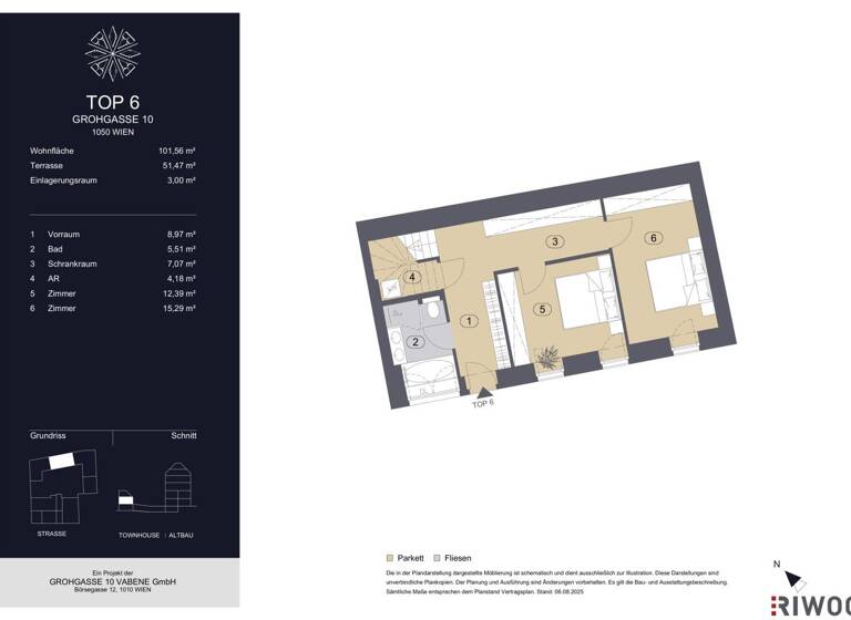 Maisonette zum Kauf - Erstbezug 1.100.000 € 3 Zimmer 101,6 m² 1. Geschoss frei ab sofort Grohgasse 10 Wien 1050