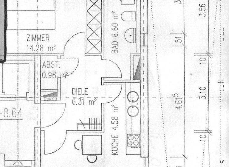 Wohnung zur Miete 1.500 € 2 Zimmer 56 m² 1. Geschoss Dornbusch Frankfurt 60320
