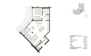 Wohnung zur Miete 895 € 1,5 Zimmer 69 m² frei ab 01.10.2025 Murg Murg 79730
