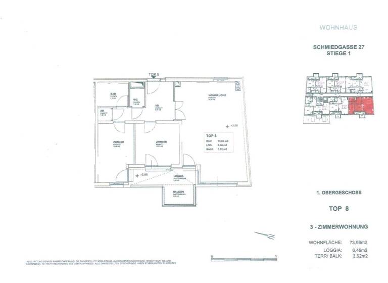 Terrassenwohnung zum Kauf 227.000 € 3 Zimmer 74 m² 1. Geschoss Schmiedgasse 27 Hollabrunn 2020