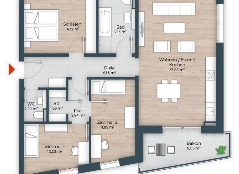 Wohnung zum Kauf provisionsfrei 854.950 € 4 Zimmer 99 m²<br/>Wohnfläche 1.<br/>Geschoss Großreuther Straße 165 Großreuth h d Veste Nürnberg 90425
