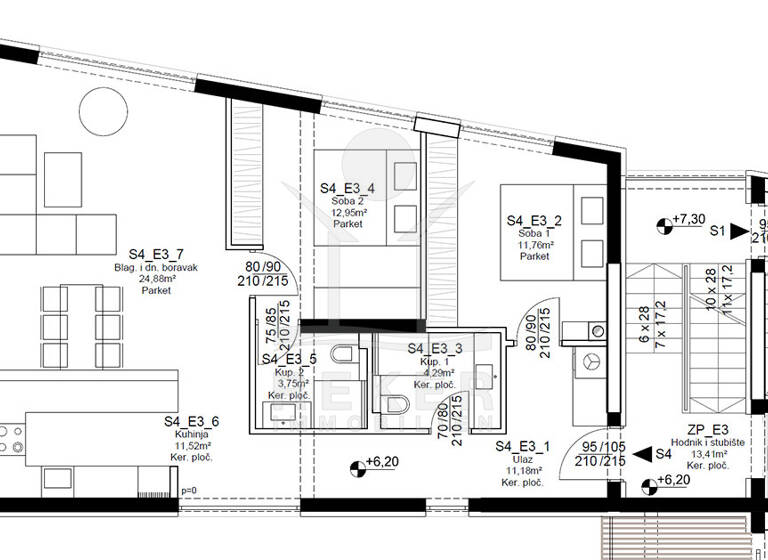 Penthouse zum Kauf - Erstbezug 496.000 € 3 Zimmer 179,2 m² 2. Geschoss Petrcane 23000