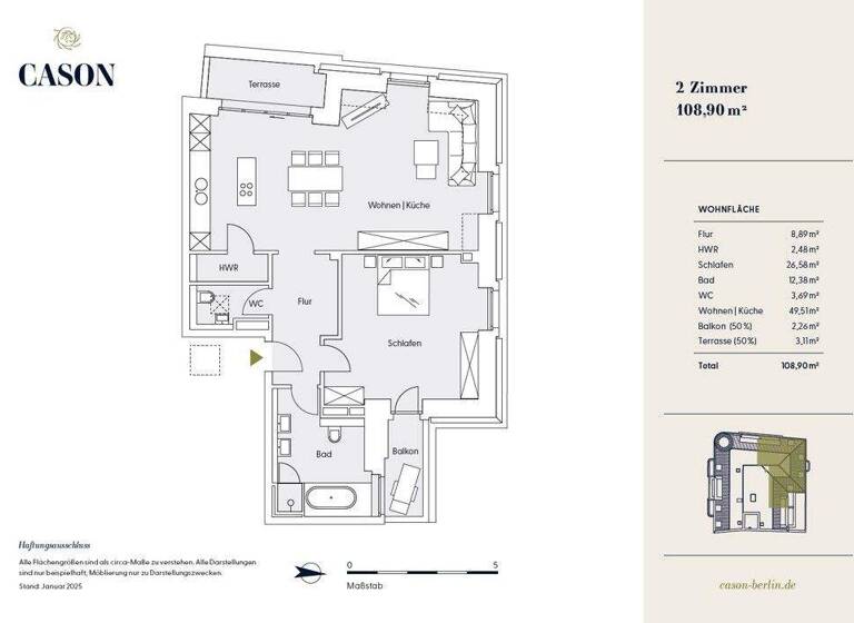 Wohnung zum Kauf - Erstbezug 950.000 € 2 Zimmer 108,9 m² 6. Geschoss Schöneberg Berlin 10823