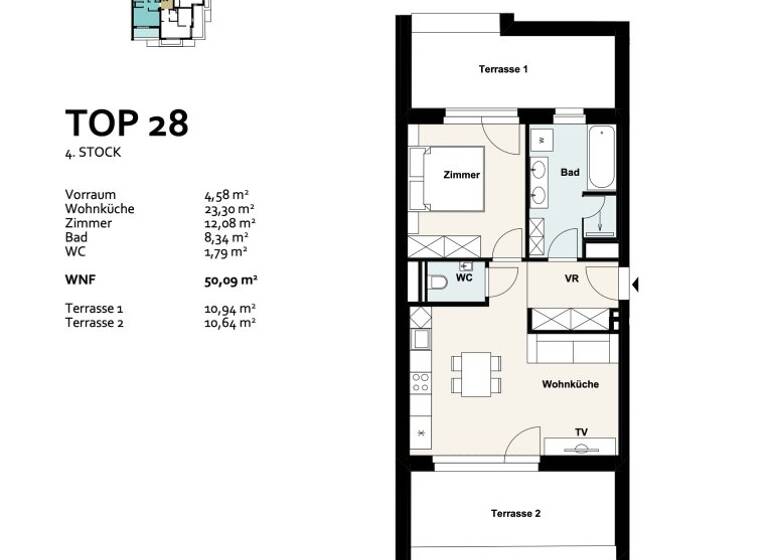 Wohnung zum Kauf - Erstbezug 421.284 € 2 Zimmer 50,1 m² 4. Geschoss Baumergasse 2a Wien 1210