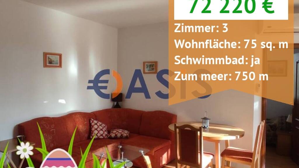 Studio zum Kauf provisionsfrei 72.220 € 3 Zimmer 75 m² 2. Geschoss 9 8240 Sunny Beach 8240