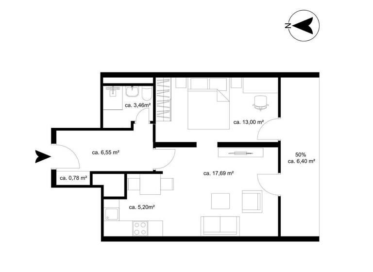 Wohnung zum Kauf 169.000 € 2 Zimmer 53,1 m² Schwabing-West München 80809
