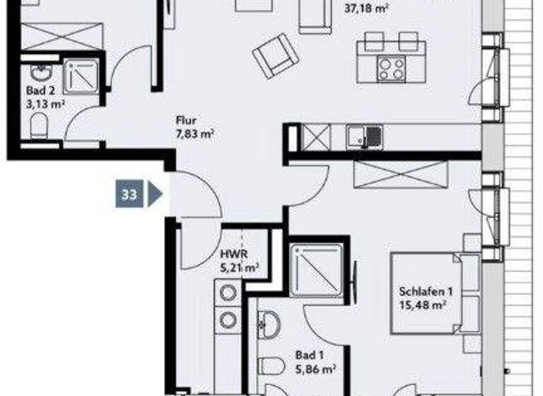 Wohnung zum Kauf - Erstbezug provisionsfrei 559.000 € 3 Zimmer 91,1 m² 1. Geschoss Gartenstadt Vahr Bremen 28329