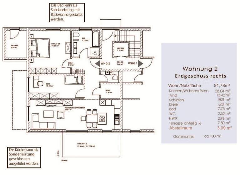 Terrassenwohnung zum Kauf - Erstbezug provisionsfrei 384.500 € 3 Zimmer 90,4 m² 1. Geschoss Großenheidorner Strasse 50 Steinhude Wunstorf 31515