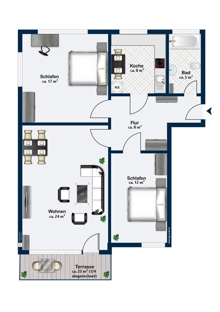 Wohnung zur Miete 1.290 € 3 Zimmer 81 m²<br/>Wohnfläche EG<br/>Geschoss Blankenese Hamburg 22587