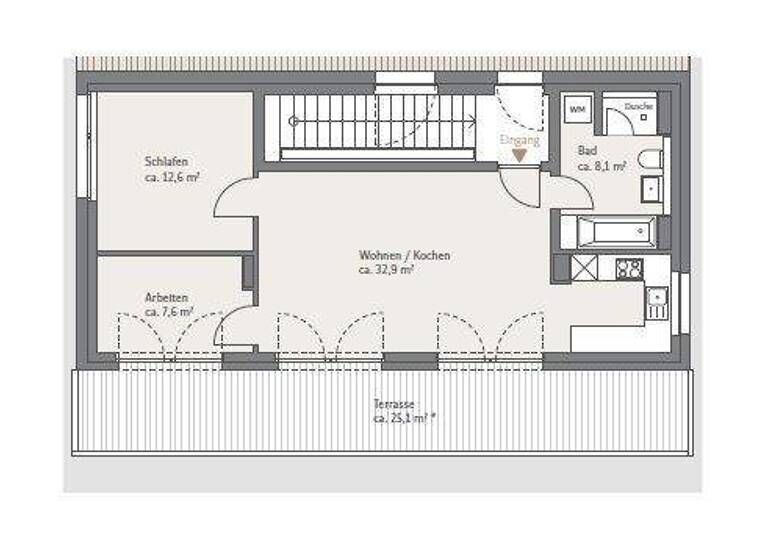 Penthouse zur Miete - Erstbezug 2.500 € 3 Zimmer 74,1 m² 3. Geschoss frei ab sofort Marbachstraße 9 Sendling-Westpark München 81369