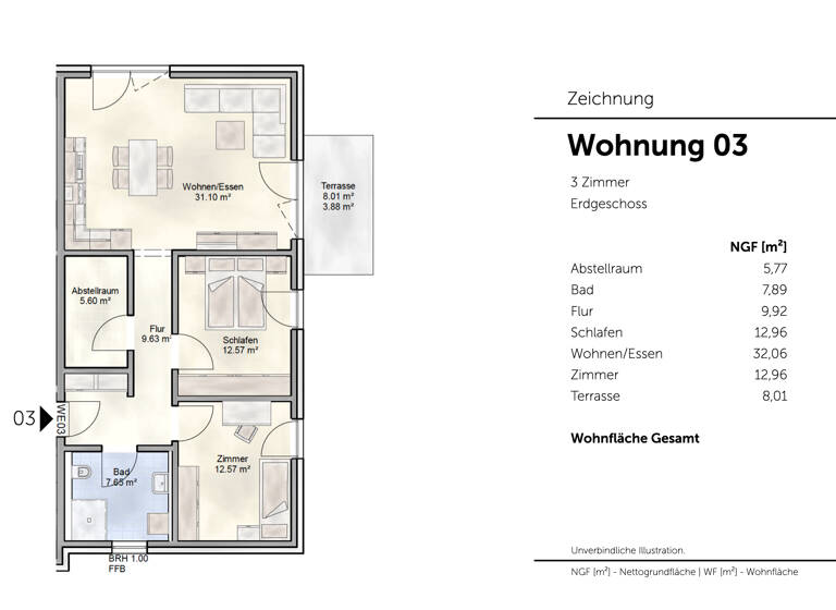 Wohnung zum Kauf provisionsfrei 369.350 € 3 Zimmer 83 m²<br/>Wohnfläche Bissendorf Wedemark 30900