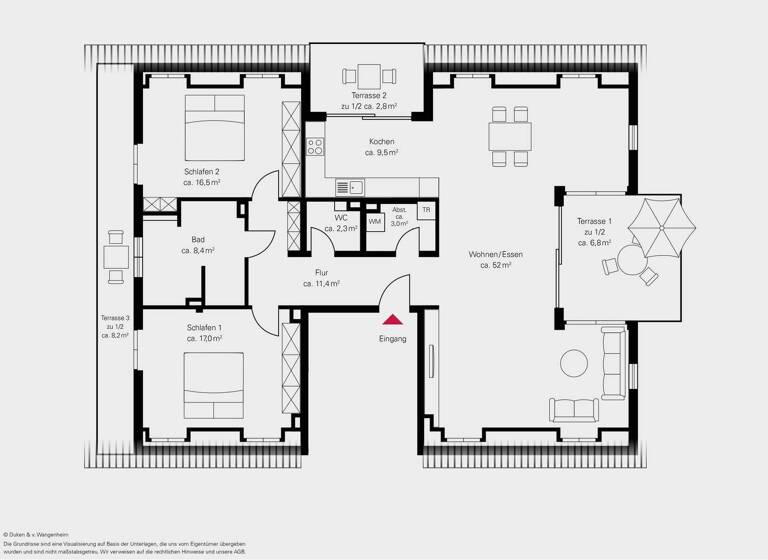 Penthouse zur Miete - Erstbezug 3.750 € 3 Zimmer 138 m² 2. Geschoss Thalk.Obersendl.-Forsten-Fürstenr.-Solln München 81475