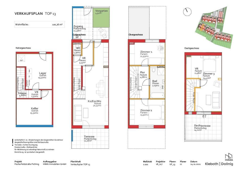 Reihenmittelhaus zum Kauf 487.509 € 4 Zimmer 100,8 m²<br/>Wohnfläche Agathe- Schwabenau- Weg Ufer Linz 4030