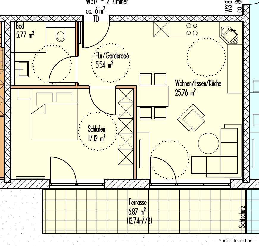 Wohnung zum Kauf 249.100 € 2 Zimmer 61,1 m²<br/>Wohnfläche EG<br/>Geschoss Sachsen Sachsen 91623