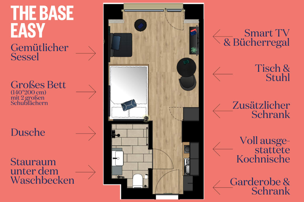 Wohnung zur Miete Wohnen auf Zeit 1.740 € 1 Zimmer 20 m²<br/>Wohnfläche ab sofort<br/>Verfügbarkeit Schätzweg Hasenbergl-Lerchenau Ost München 80935