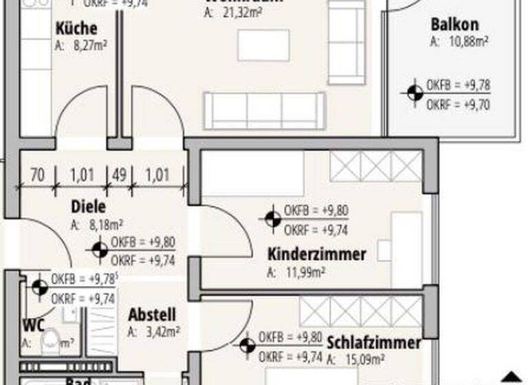 Wohnung zur Miete 1.100 € 3 Zimmer 81 m² 3. Geschoss Waldbüttelbrunn 97297