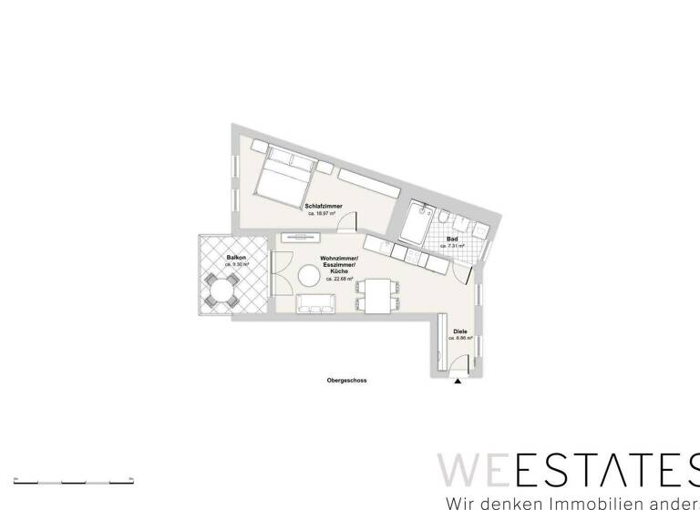 Wohnung zur Miete - Erstbezug 1.150 € 2 Zimmer 60,5 m² 2. Geschoss Eller Düsseldorf 40229
