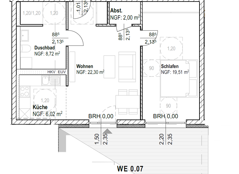 Wohnung zur Miete 1.215 € 2 Zimmer 67,6 m² EG Dammweg 149 Plänterwald Berlin 12437