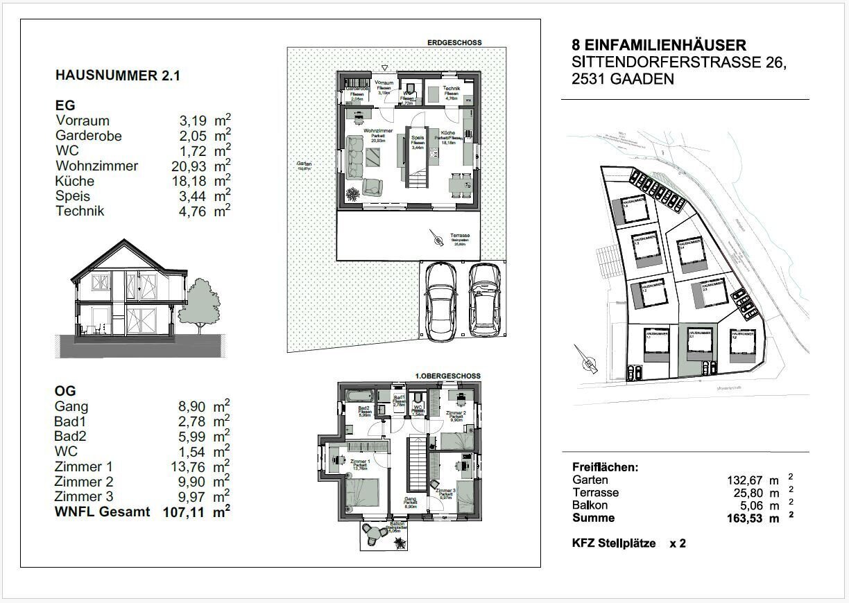 Einfamilienhaus zum Kauf 775.000 € 4 Zimmer 106,7 m²<br/>Wohnfläche ab sofort<br/>Verfügbarkeit Gaaden 2531