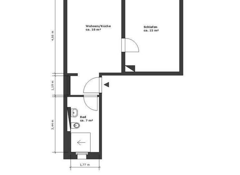 Wohnung zur Miete nur mit Wohnberechtigungsschein 199 € 2 Zimmer 39,7 m² 4. Geschoss H.-Heine-Str. 23 Vetschau Vetschau/Spreewald 03226