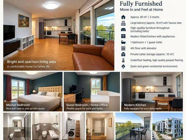 Wohnung zur Miete 1.890 € 3 Zimmer 80 m² 4. Geschoss frei ab 01.11.2026 Im Setzling Oberursel Oberursel 61440