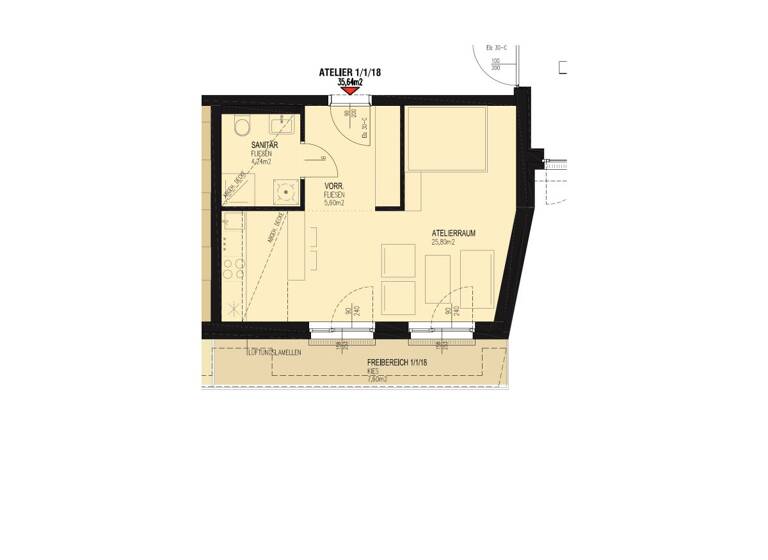 Atelier zur Miete 458 € 1 Zimmer Kierlinger Straße 118-122 Klosterneuburg 3400