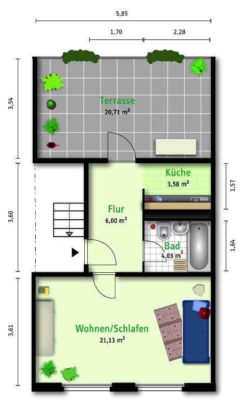 Wohnung zur Miete 328 € 1 Zimmer 39,9 m²<br/>Wohnfläche 5.<br/>Geschoss Gerhard-Marcks-Straße 14 Südliche Neustadt Halle 06124