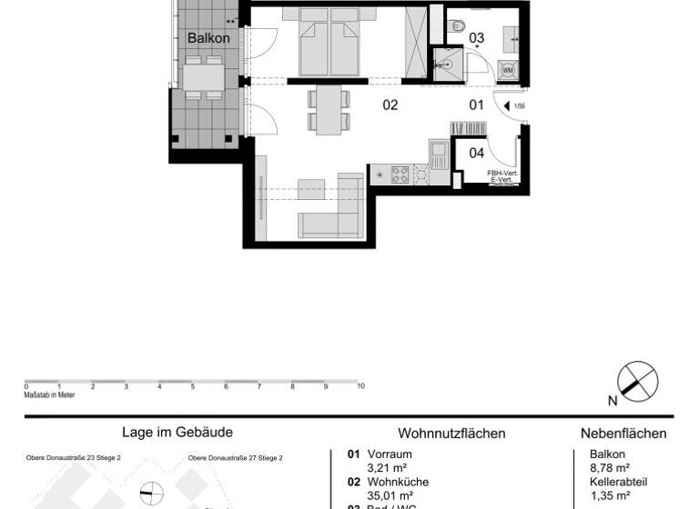 Wohnung zum Kauf - Erstbezug 457.000 € 1,5 Zimmer 45,9 m² 4. Geschoss Obere Donaustraße 23 Wien 1020