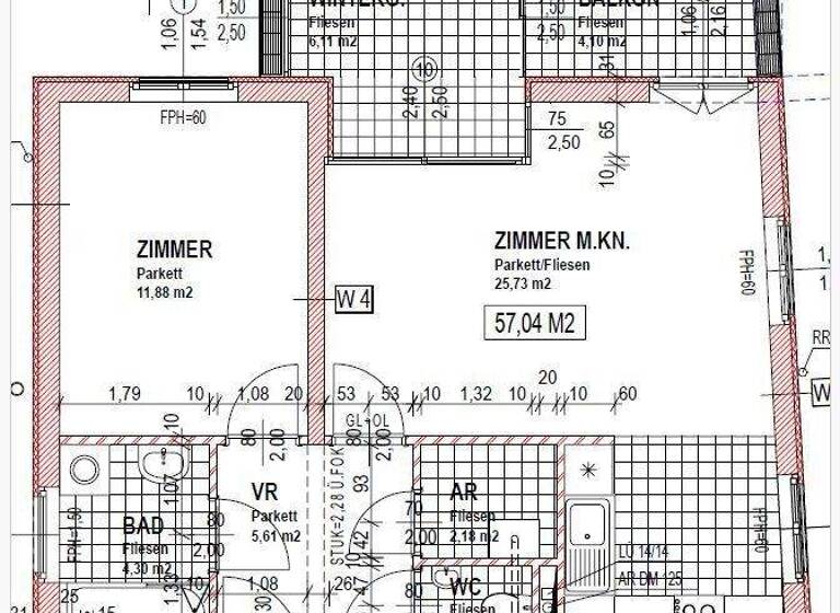 Wohnung zur Miete 1.070 € 2 Zimmer 57 m² 2. Geschoss Max-Reinhardt-Gasse Wien 1140