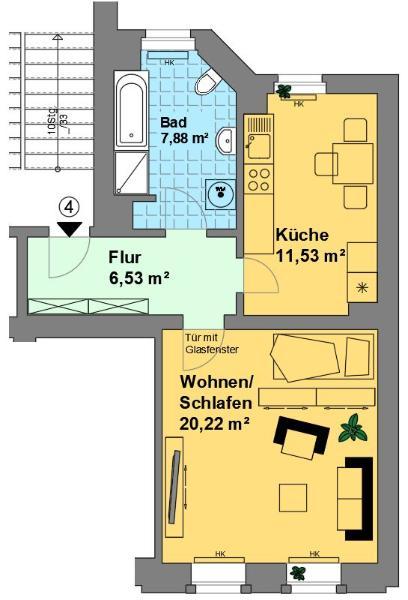 Wohnung zur Miete 280 € 1 Zimmer 48,5 m²<br/>Wohnfläche Pleißaer Straße 23 Limbach-Oberfrohna Limbach-Oberfrohna 09212