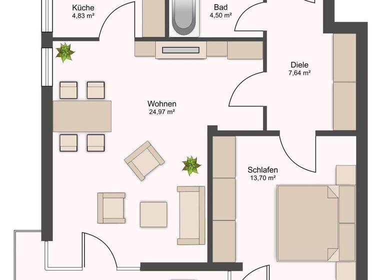 Wohnung zur Miete 800 € 2 Zimmer 58 m² 3. Geschoss frei ab 01.05.2026 Löbervorstadt Erfurt 99096