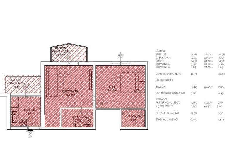 Studio zum Kauf 250.000 € 1 Zimmer 53 m² Pakostane