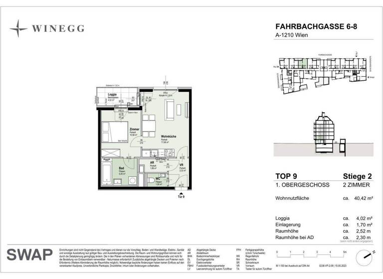 Wohnung zum Kauf - Erstbezug 292.800 € 2 Zimmer 44,3 m² 1. Geschoss Fahrbachgasse 6-8 Wien 1210