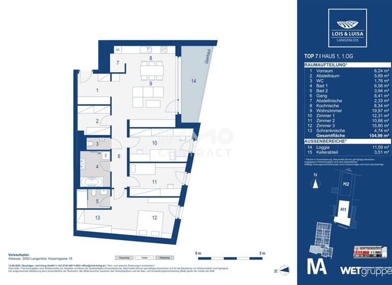 Wohnung zum Kauf - Erstbezug provisionsfrei 439.000 € 4 Zimmer 105 m² 1. Geschoss Langenlois 3550