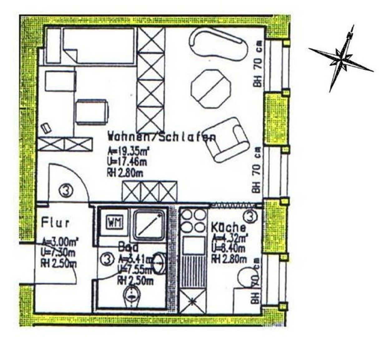 Wohnung zur Miete 230 € 1 Zimmer 32 m²<br/>Wohnfläche 1.<br/>Geschoss Dorotheenstr. 5 Schloßchemnitz 024 Chemnitz 09113