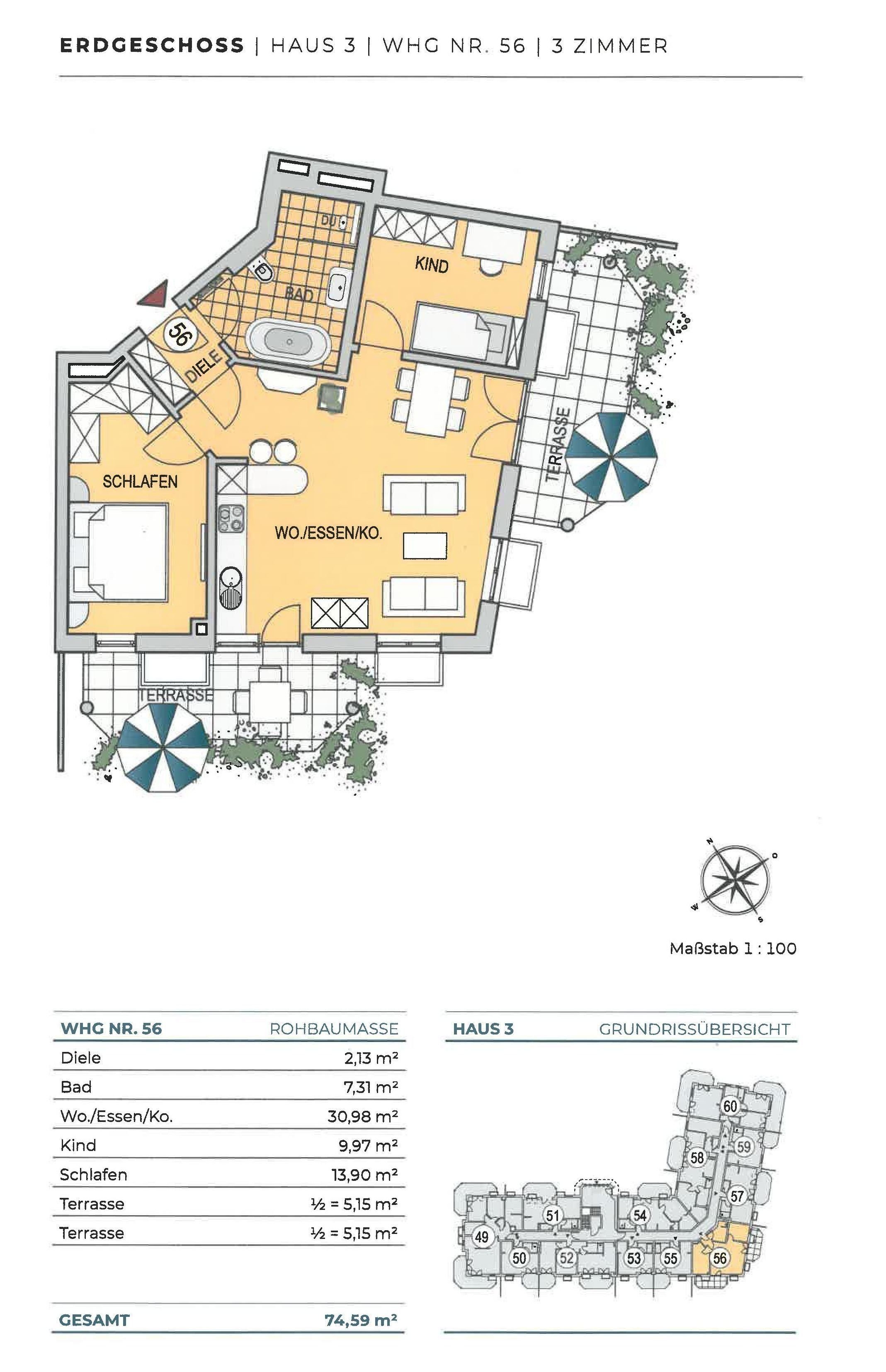 Terrassenwohnung zum Kauf provisionsfrei 578.000 € 3 Zimmer 74,6 m²<br/>Wohnfläche EG<br/>Geschoss ab sofort<br/>Verfügbarkeit Hubertusstraße Esting Olching 82140