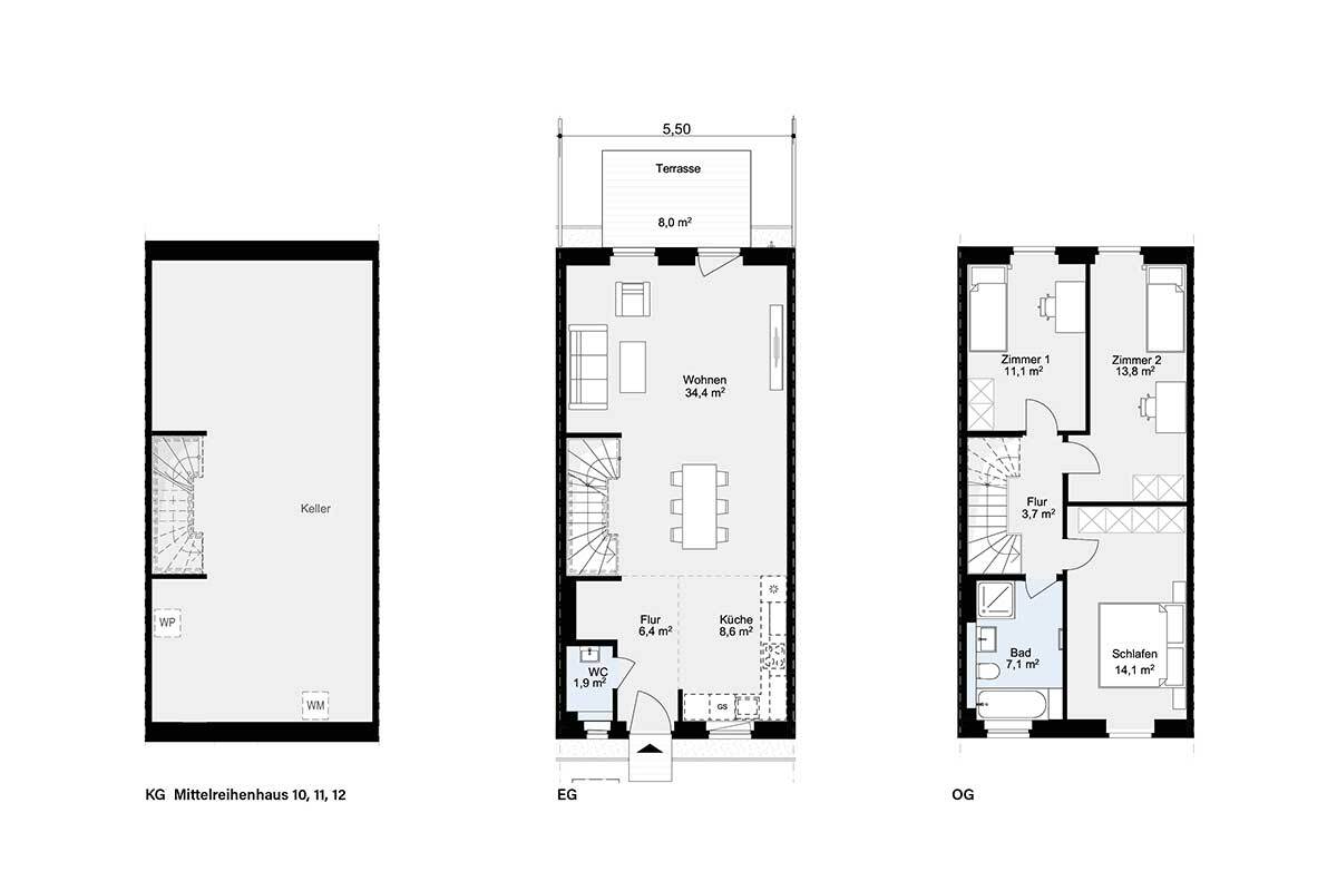 Reihenmittelhaus zum Kauf provisionsfrei als Kapitalanlage geeignet 475.900 € 4 Zimmer 103,1 m²<br/>Wohnfläche 113 m²<br/>Grundstück An den Obstwiesen 4c Henstedt-Ulzburg 24558