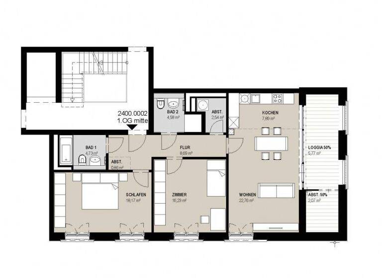 Wohnung zur Miete 1.509 € 3 Zimmer 94,3 m² 1. Geschoss Große Oderstraße 25 Frankfurt Frankfurt (Oder) 15230