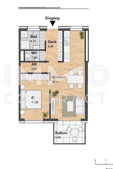 Wohnung zur Miete 608,18 € 2 Zimmer 49 m² 1. Geschoss Eggenberg Graz 8020